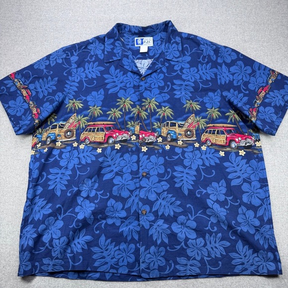 RJC Hawaiian Shirt Mens L Woodie Car Floral Print Aloha Shirt Made in Hawaii - Picture 3 of 8